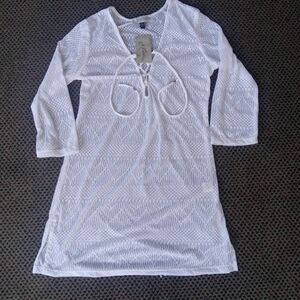 J Valdi Sheer Swimsuit Coverup White Small